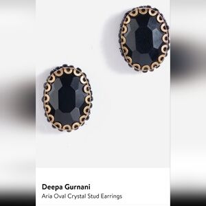 Deepa Gurani Aria Oval Crystal Stud Earrings In Black